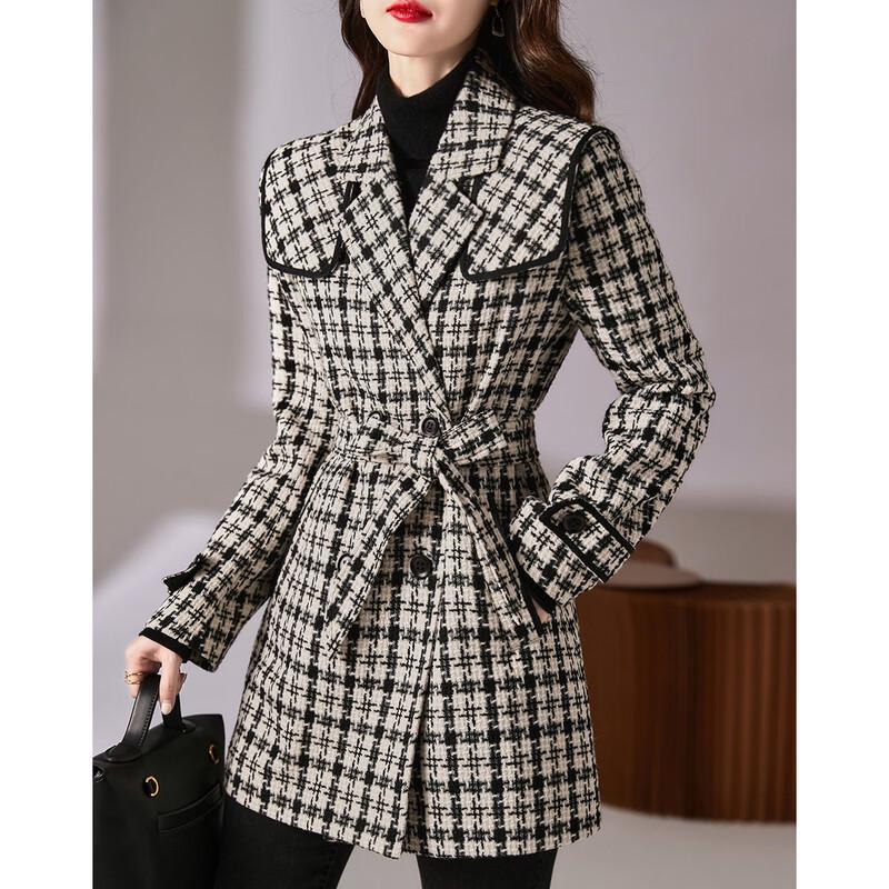 Geometrischer Print Winter Zweireihiger Trenchcoat