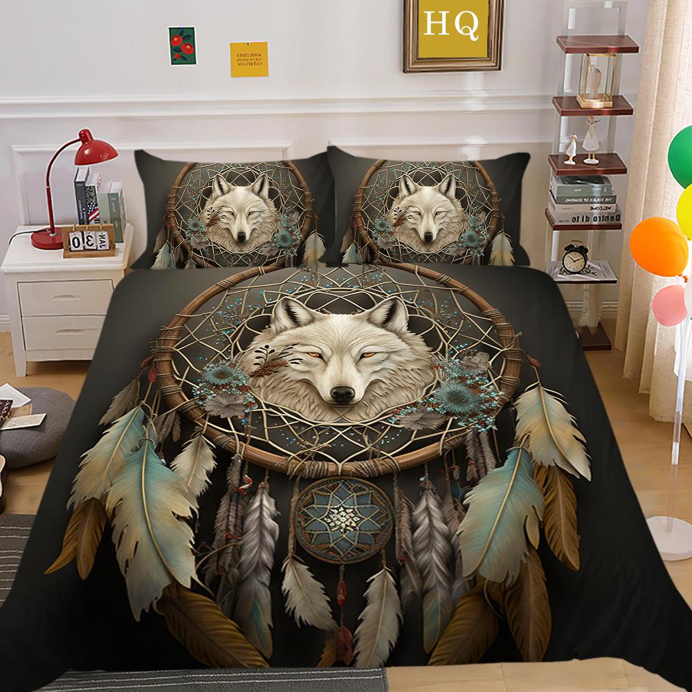Bettbezüge Wolf Druck Polyester Twin Size Bettwäsche Kinder weiche hochwertige Heimbettwäsche