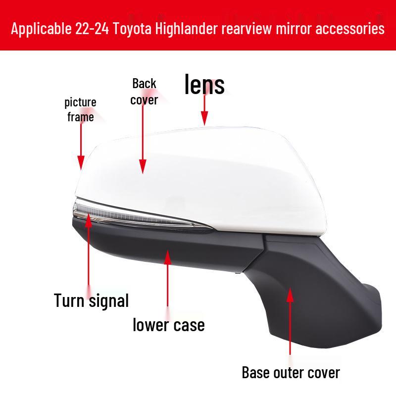 

Задний фонарь Сигнал Отражатель для 22-24 Toyota Highlander Зеркало заднего вида Base Outer Cover