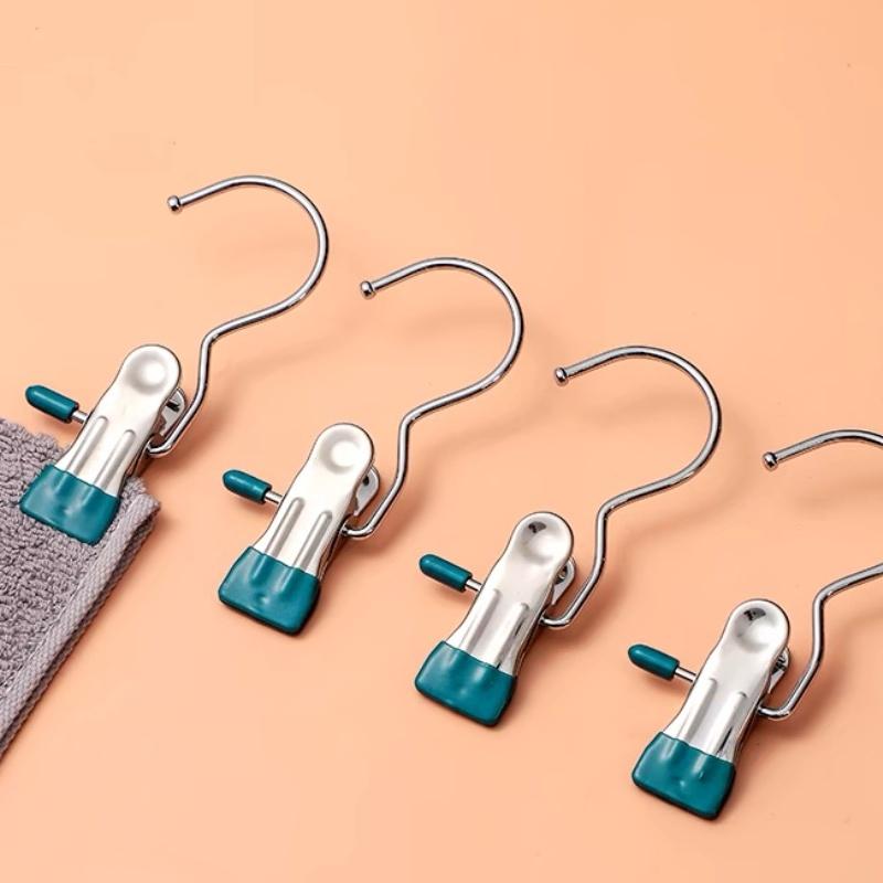 

5/10 шт. Прищепки из нержавеющей стали для белья, крючок, портативная клипса для подвешивания одежды, органайзер для одежды в шкафу, вешалка 1PC зелёный