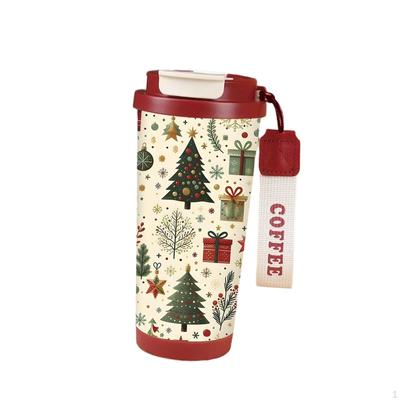 Weihnachtsisolierter Kaffeebecher mit Lanyard, Getränkebehälter, Wasserflasche, Thermobecher für Büro