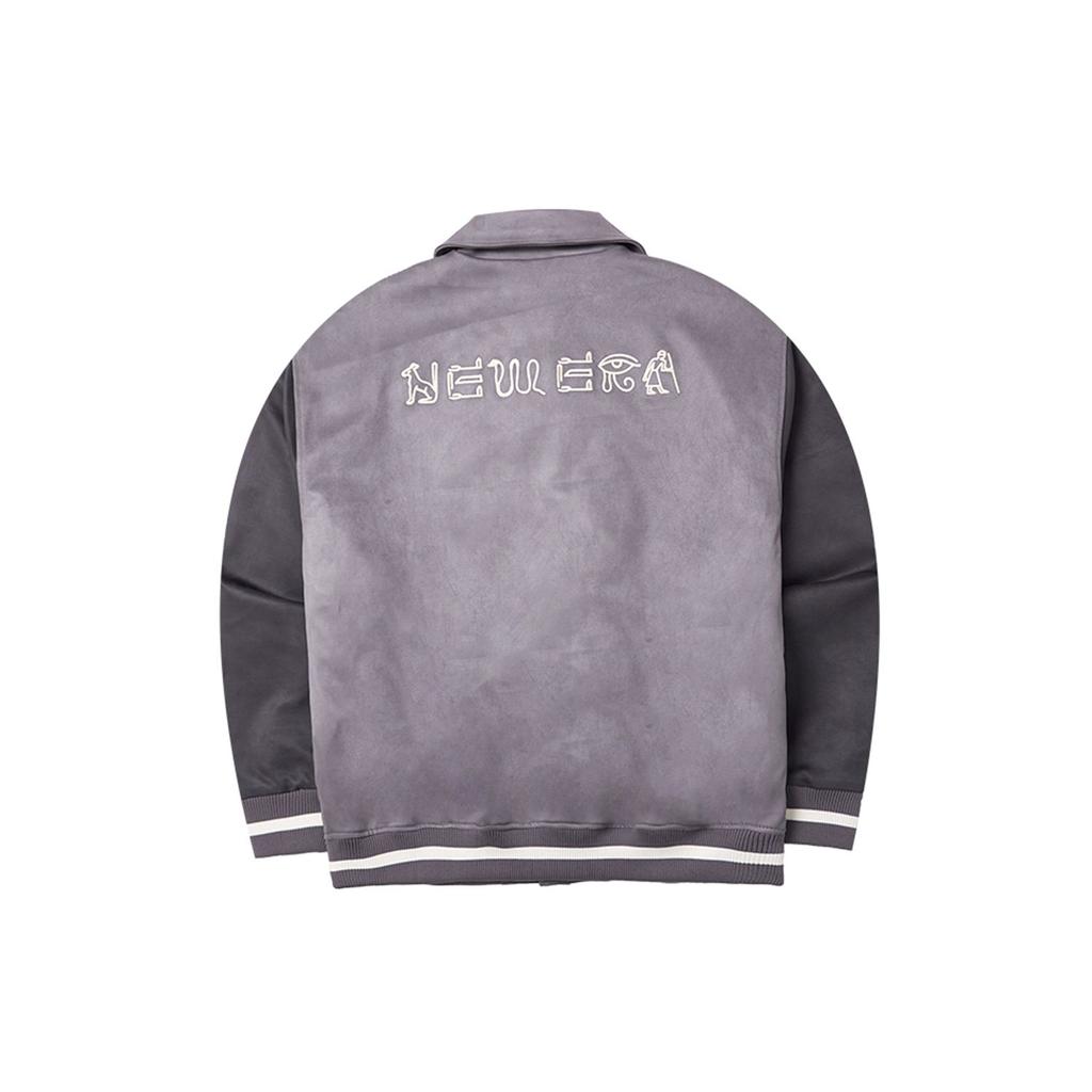 New Era FW23 Série Rekonstrukce Starověké Civilizace Vintage Zesílená Teplá Vyšívaná Volná Bavlněná Bunda s Límcem Unisex bundy Šedá 14112242