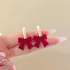 New Year'S Christmas Red Flocking Bow Earrings Female Earrings Are Suitable For The Festive Earrings Of The New Year