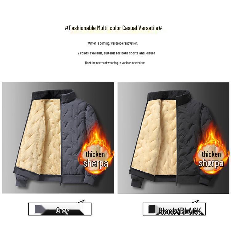 Men's Youth Lambskin Cotton Winter Coat - Thick, Warm, Velvet-Lined, Loose Fit