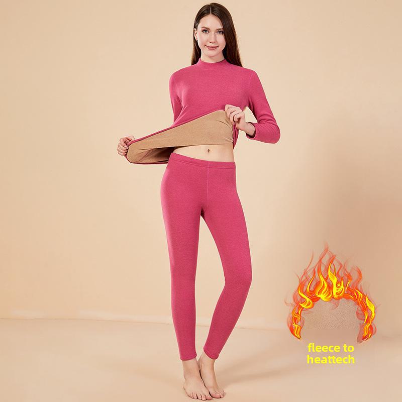 Plus Size Sherpa Thermal Underwear Set - Velvet Thick, Half Turtleneck for Men & Women