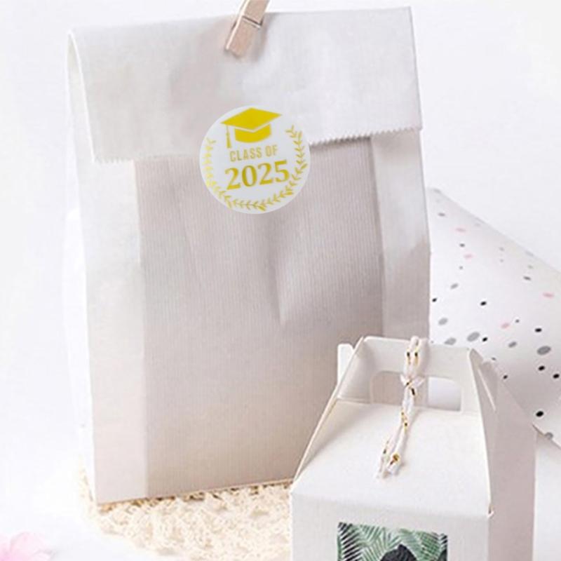 Pack Of 120 Gold Foil Graduation Hat Sticker 40mm Adhesive Labels Wrapping Sticker For Seal Envelope Card Packaging