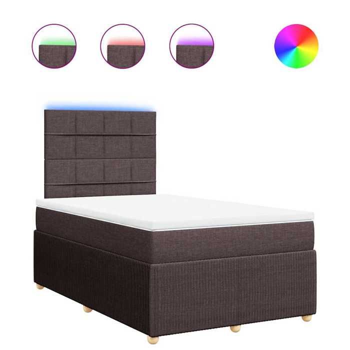 Exclusive House - Dark Brown Slatted Bed Base and Mattress 120x190cm Fabric