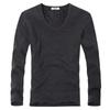 Men's V-Neck Thick Velvet Long-Sleeve T-Shirt - Warm & Trendy Autumn/Winter Base Layer