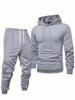 Hooded Casual Tracksuit Set: Solid Color, Versatile Sweatshirt & Sweatpants for Autumn