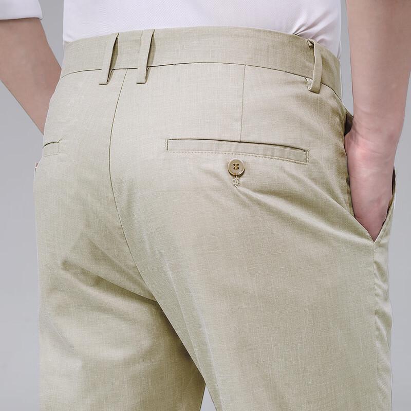 

Shanshan Men s Tencel Linen Straight Leg Casual Pants 34