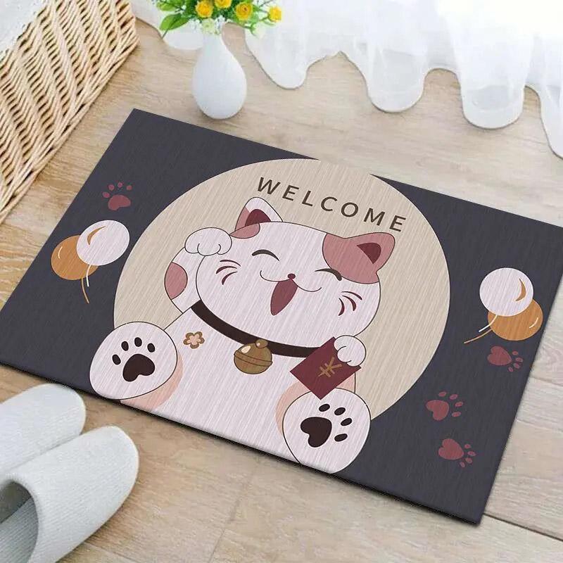 Bathroom Floor Mat Entry Door Welcome Mat Bathroom Non-slip Absorbent Floor Mat Door Mat Home Kitchen Bedroom Carpet Printing Door Mat
