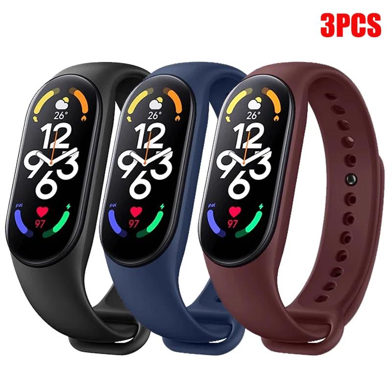 1-3Pcs Official Watchband For Mi Band 7 6 4 5 3 Bracelet Xiaomi Mi Band Strap Silicone Sport Replacement Smartwatch Accessories