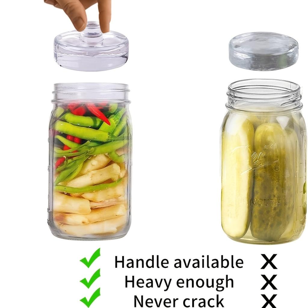 4 piezas de Pesos de Fermentación de Vidrio para Tarros Mason de Boca Ancha, Piedras para Encurtidos para Kimchi, Chucrut, Fermentación de Verduras y Conservas