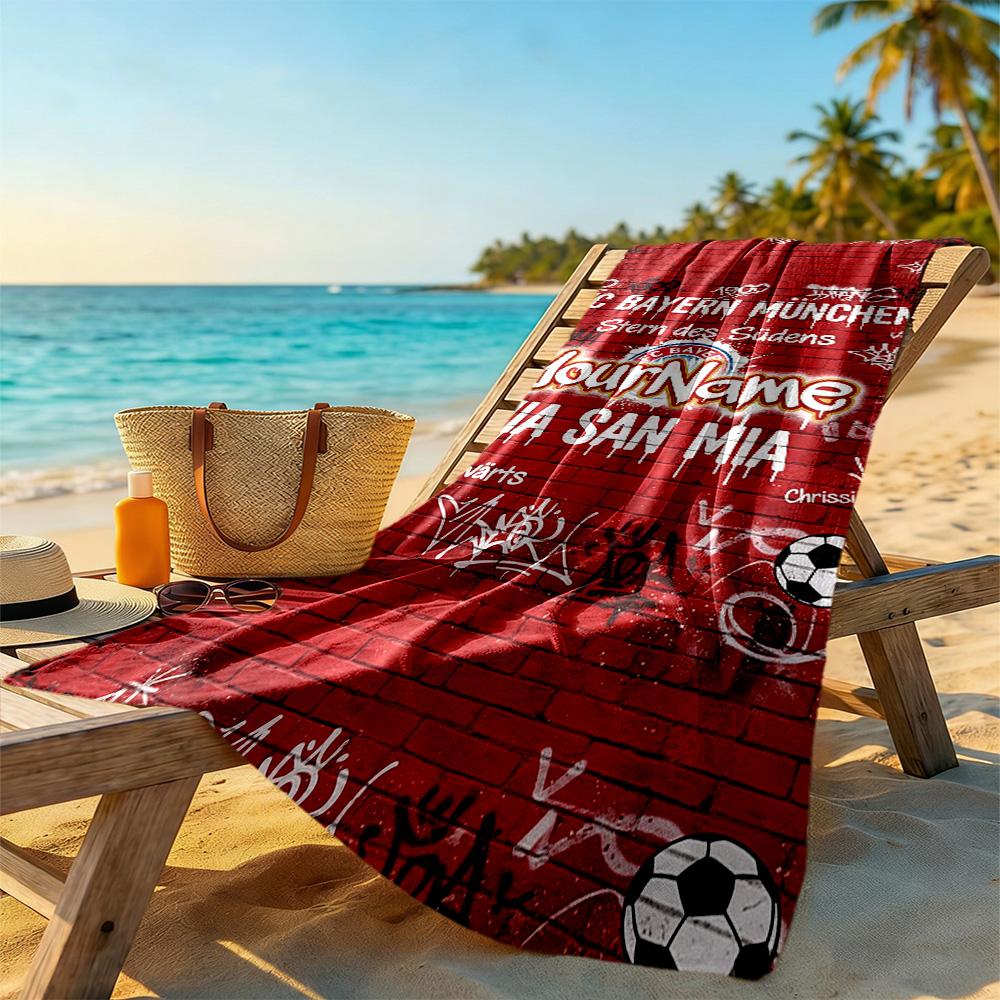 Bayern Munich Customize Your Name Beach Towel High Absorbency & Quick-Dry Suitable for Sports Travel Swimming Yoga Bathroom Beach And Pool