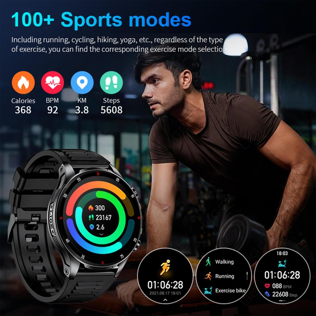 LIGE New Men Smart Watch LED Flashlight BT Call Waterproof Heart Rate Sleep Health Monitoring Fitness Watch
