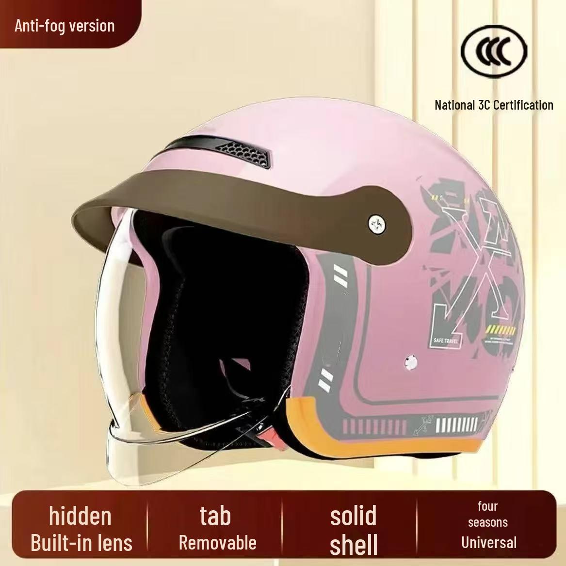 Unisex All-Season 3C Certified Electric Vehicle Helmet - Anti-Fog, Warm Winter Half Helmet