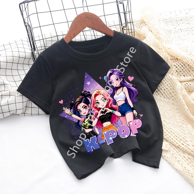 Kpop Childrens T Shirt Cartoon Graphic Short Sleeve Summer Comfortable Top Funny Gift for Fans Harajuku TShirts Girls Clothes