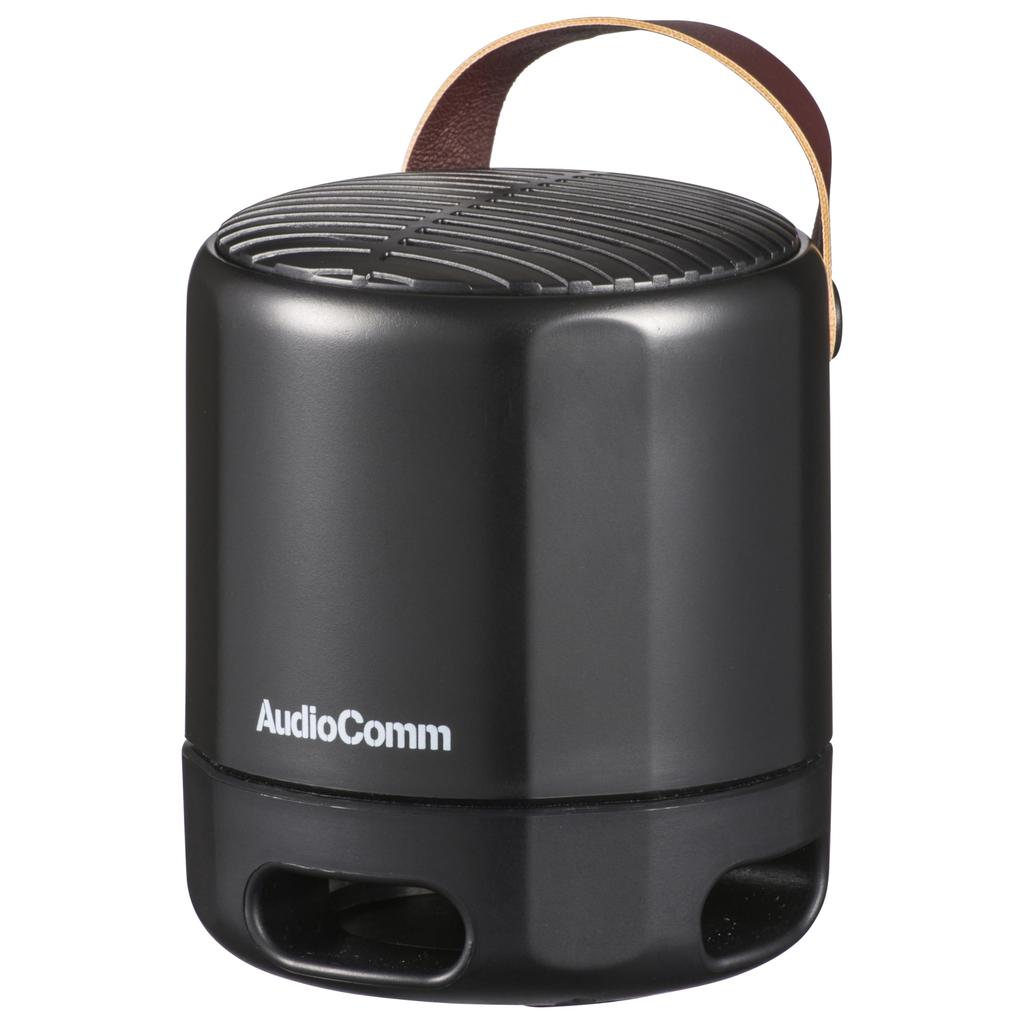 OHM AudioComm Portable Wireless Bluetooth Wireless Round Speaker, 5.3, Speaker, Black, ASP-W125N-K, 03-2387