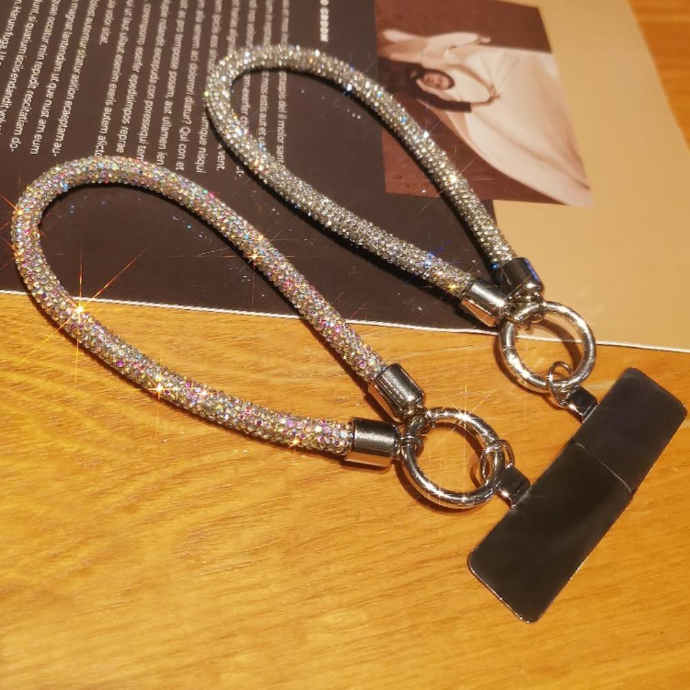 Hanging Cord Glitter Rhinestone Phone Lanyard Handheld Mobile Phone Chain  Women/Lady/Girl