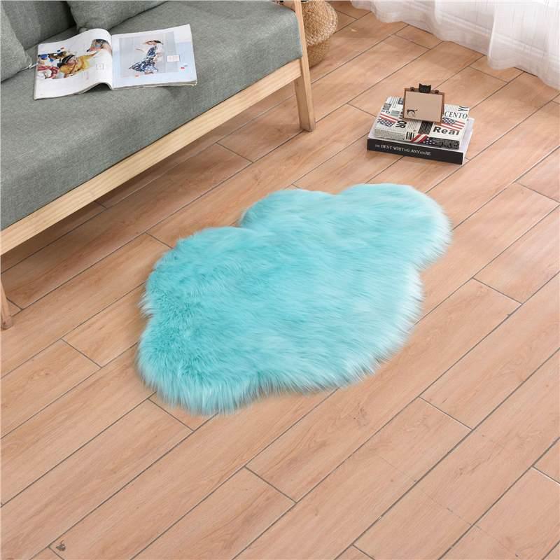 Faux Wool Cloud-Pattern Long Pile Rug for Living Room, Bedroom, and Bay Window