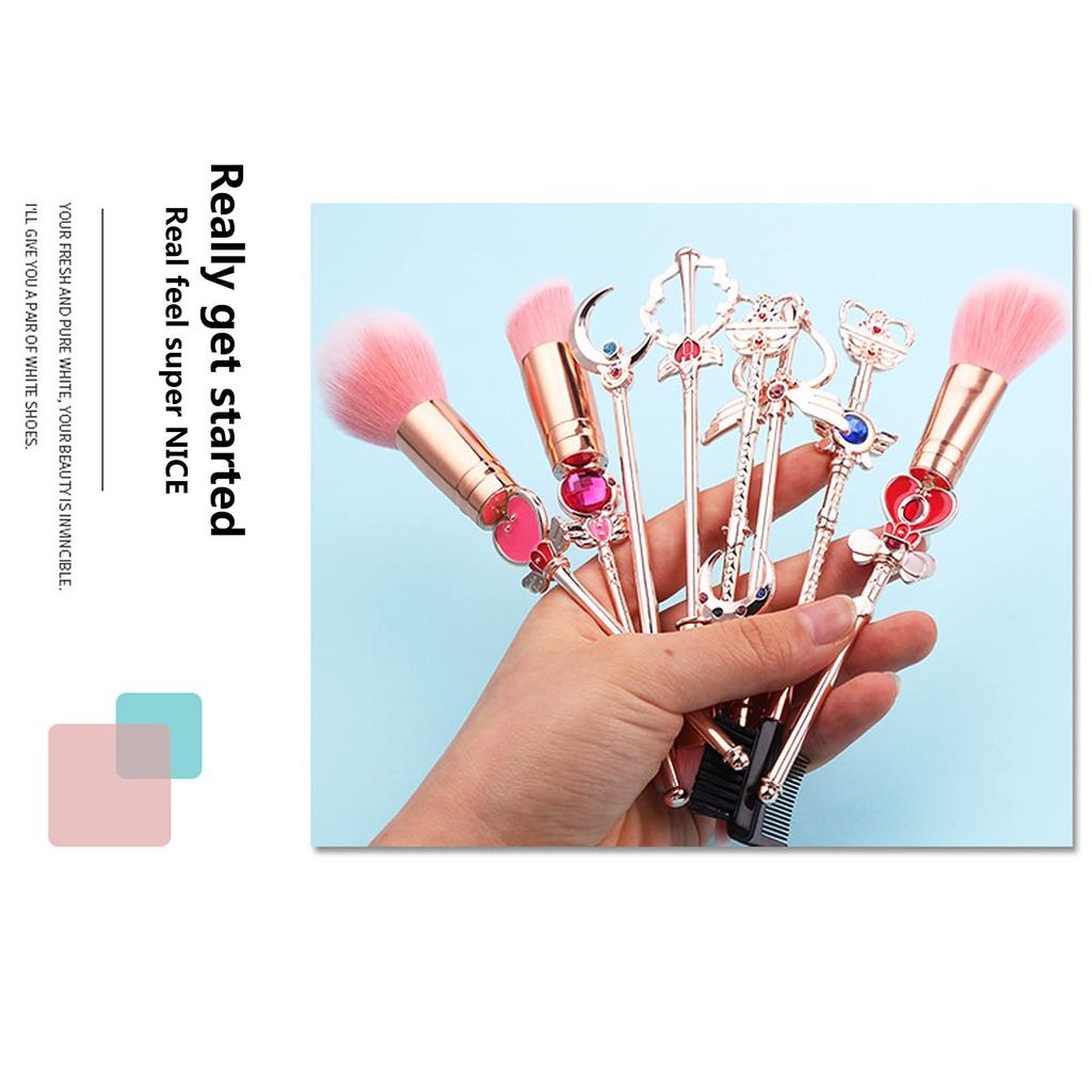 Makeup eye brush fiber makeup brush Sailor portable makeup tool set brushes, set, cute, 8-piece set, bristles, set, popular, Moon, set, brush, 8-piece
