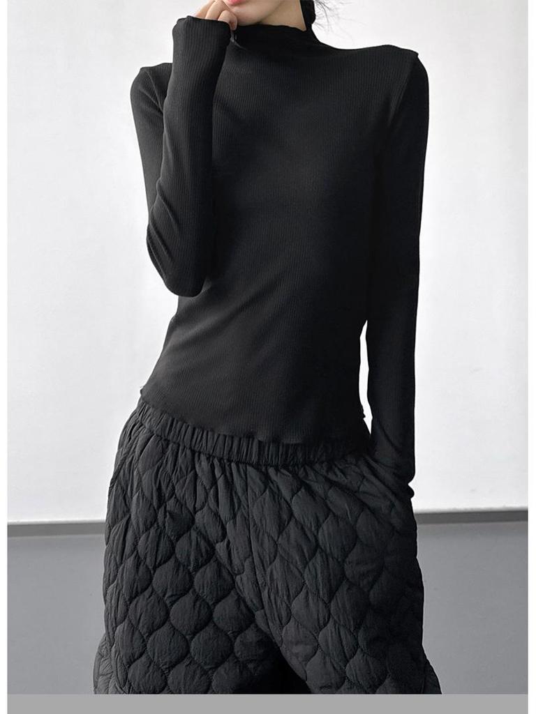 French Style Women's Luxury Knit Base Layer: 2025 Slim-Fit Long-Sleeve Top for Winter