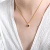 Elegant Zircon Glass Pendant Necklace with Pearl Chain
