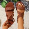 Women Braided Strap Flat Sandals Open Toe Crisscross Ankle Wrap Summer Beach Casual Comfortable Walking Shoes