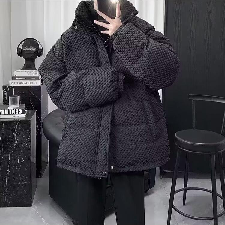 

Men s Korean Style Stand Collar Puffer Jacket – Thick, Warm & Versatile for Autumn/Winter 3XL чорний
