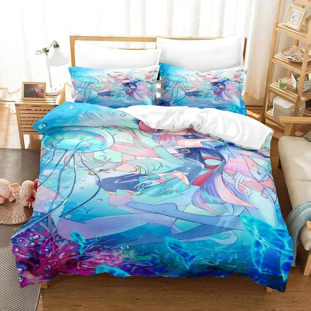 Anime Genshin Impact Sangonomiya Kokomi Bedding Set Duvet Cover Bed Set Quilt Cover Pillowcase Comforter King Queen Size