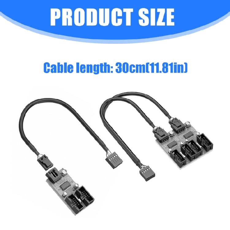 USB 2.0 9Pin Header Male to 2/4 9Pin Female Adapter Cable for Motherboards Internal Port Multiplication