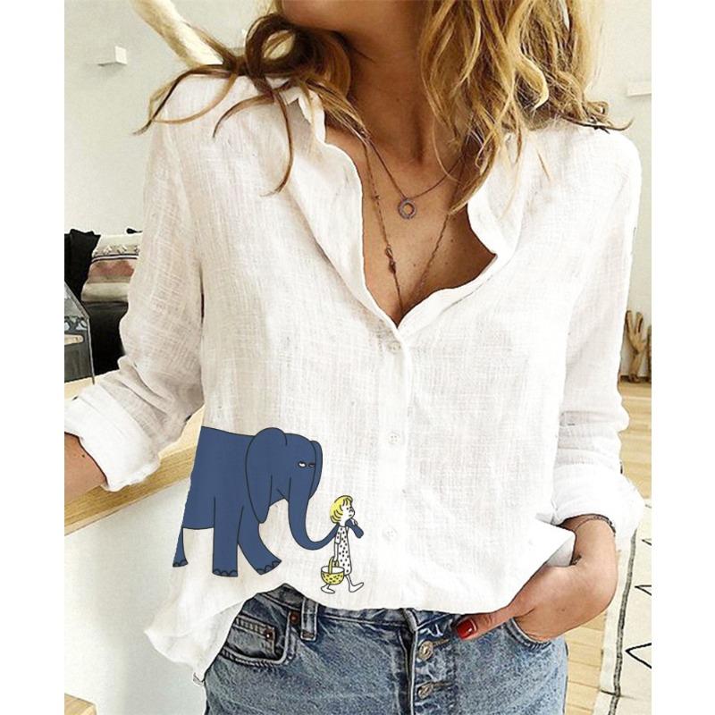 Spring and Autumn Ya Ma Xun, Women's Casual Loose Long Sleeve Linen Shirt Large Size Women's Clothing