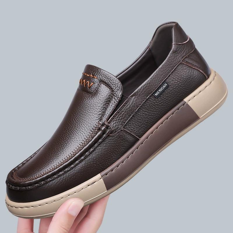 Hight Quality Casual Leather Shoes For Men New Platform Walking Brown Sneakers Male British Style Loafers Yuppie Men