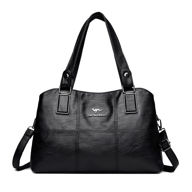 

Новая большая вместительная женская сумка среднего возраста, корейская версия, сшитая вышитая нить, сумка через плечо, модная трендовая сумка