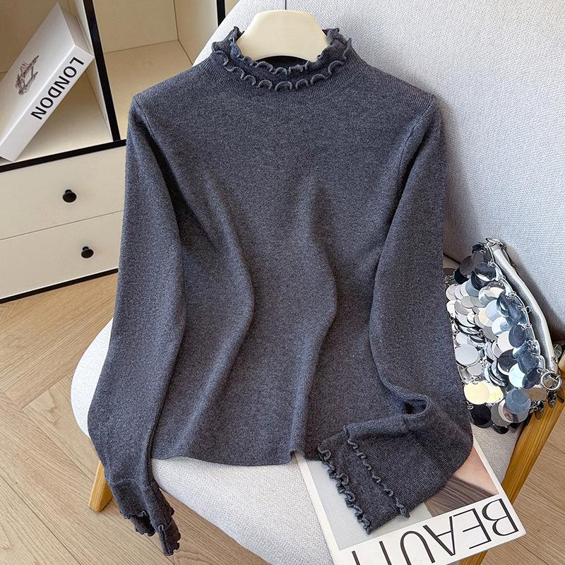 2026 Autumn/Winter Korean Style Thick Knit High Neck Black Long Sleeve Women's Sweater