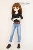 Petite Marie Boyfriend Light Stretch Compatible with BJD Dolls Jeans, Blue, KOJIMA-processed, Low-Rise, Roll-Up, Denim, Vintage-Finish, 1/3 Scale,