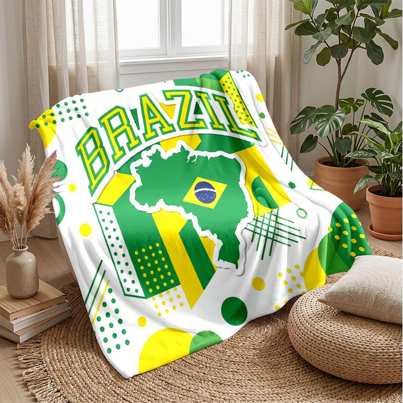 Coperta in Flanella Stampata Calcio Brasile Amica della Pelle Calda Decorativa Plaid per Divano Letto Interno Uso Quotidiano