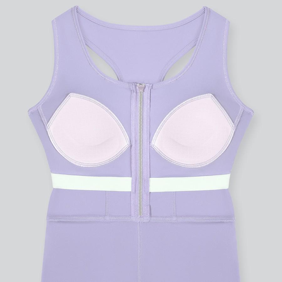 Women's Anti-Exposure Zipper Sports Dress - One-Piece Bra-Free for Running & Outdoor Fitness