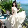 Acid acetic acid strap lace dress design spring and summer temperament medium and long dress high elegant