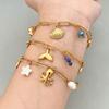 Fashion Minimalist Vacation Style Ocean Series Stainless Steel Women Charm Bracelet Jewelry