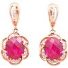 Exquises Boucles d'Oreilles Fleur Rubis de Luxe pour Femmes Plaqué Or Rose Cuivre Incrusté Ovale Mode Boucles d'Oreilles Mariage Zircon Cadeau