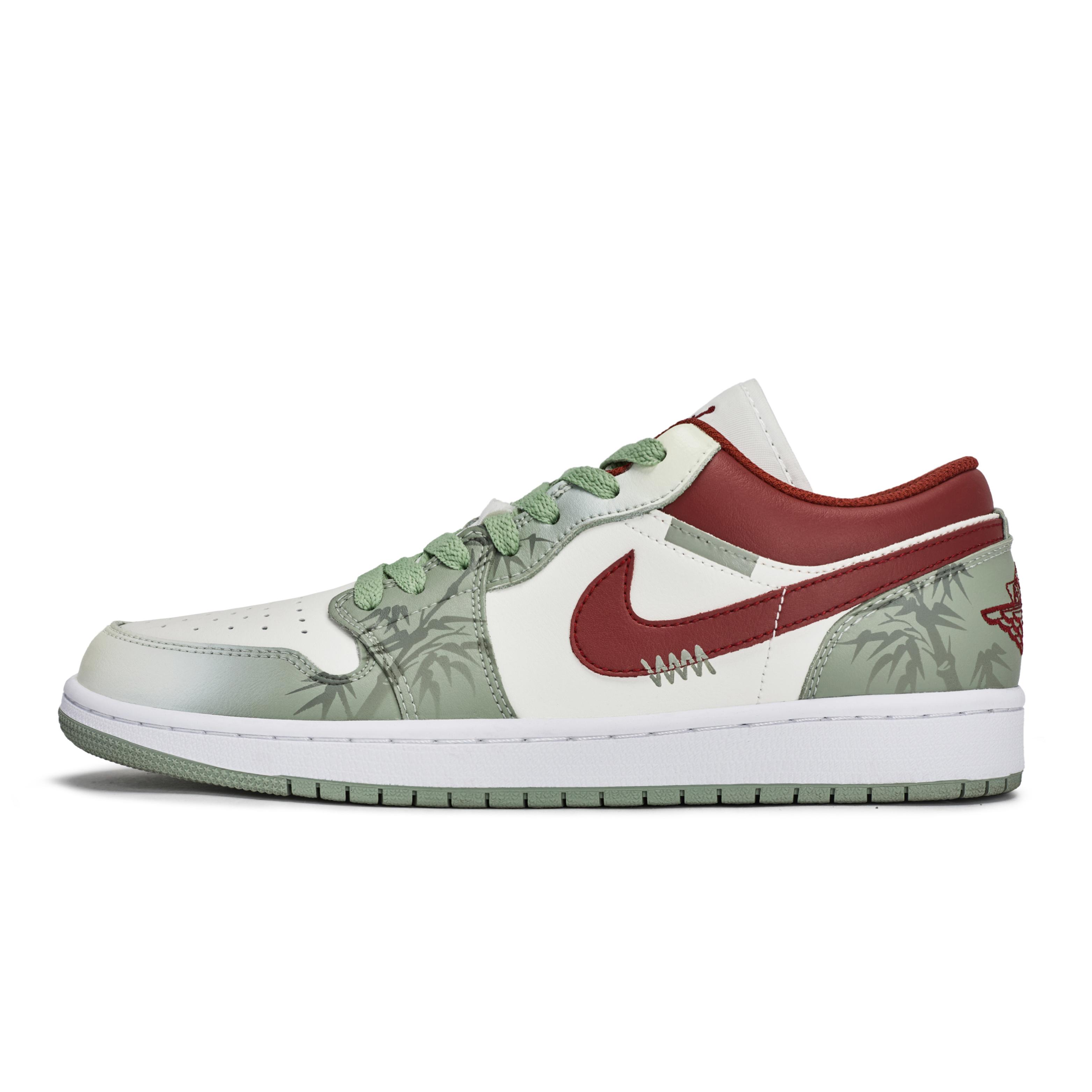 Jordan Air Jordan 1 Vintage Basketball Shoes Unisex Low top White/Green/Red 553558-133(Team80-) 40