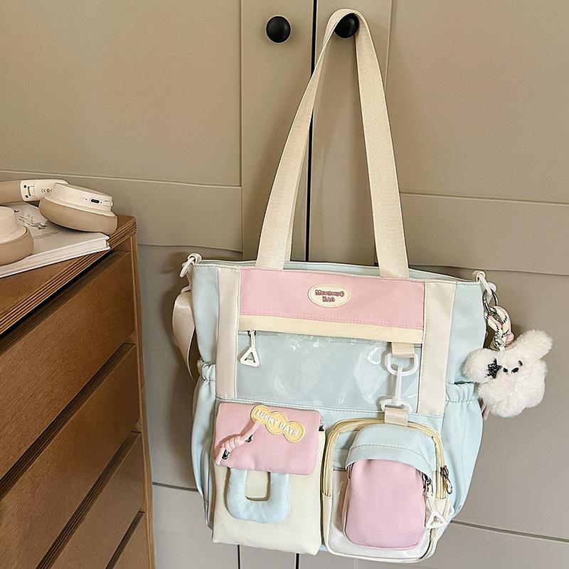 New Japanese ins fresh and sweet contrasting colors splicing bar pain bag girl junior high school students large-capacity backpack