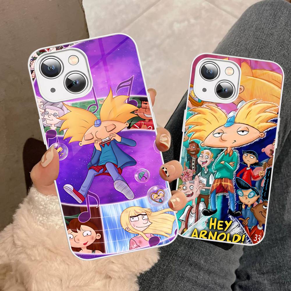 Hey A_Arnolds Cartoon For IPhone 14 13 12 Mini 11 Pro XS Max X XR 14 Plus Tempered Glass Cover