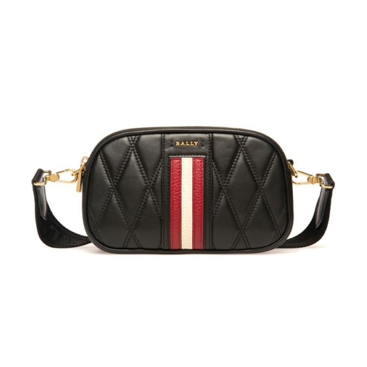 Bally Drie Strepen Diamant Vintage Commuter Leer Crossbody Mini Tas Dames tassen Zwart 6236883 Basic Set (Bag+Dust Bag)