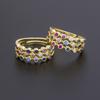 Nidin Fashion 12 Styles Multi-layer Wide Rainbow Crystal Rings for Women Adjustable Copper CZ Opening Geometric Ring Jewelry