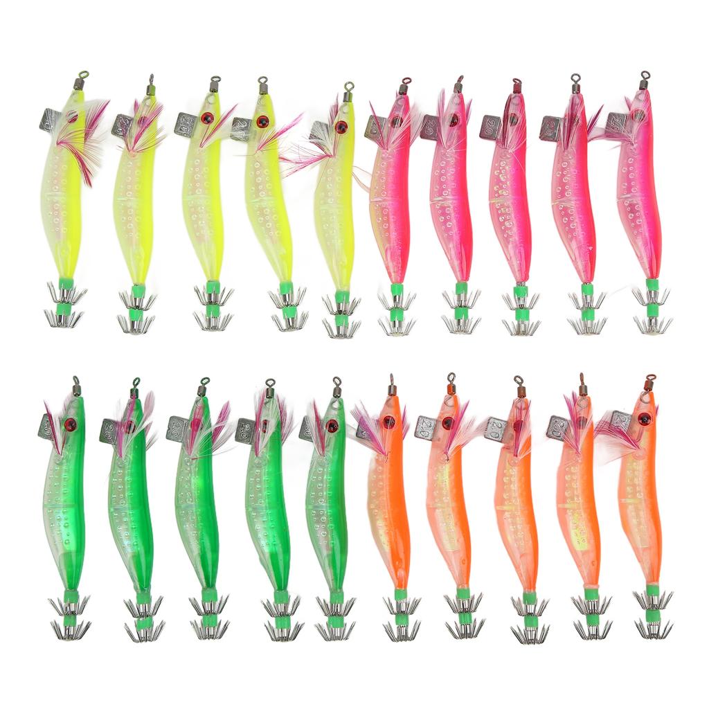 20Pcs Shrimp Bait Luminous Wood Shrimp Lure Artificial Fishing Lure Fishing Tackle Accessory for River Ocean