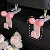 2Pcs/Set Cute Bow Pink Car Seat Back Hook Non Marking Headrest Hanger For Purse Grocery Bag Car Organizer Accessory