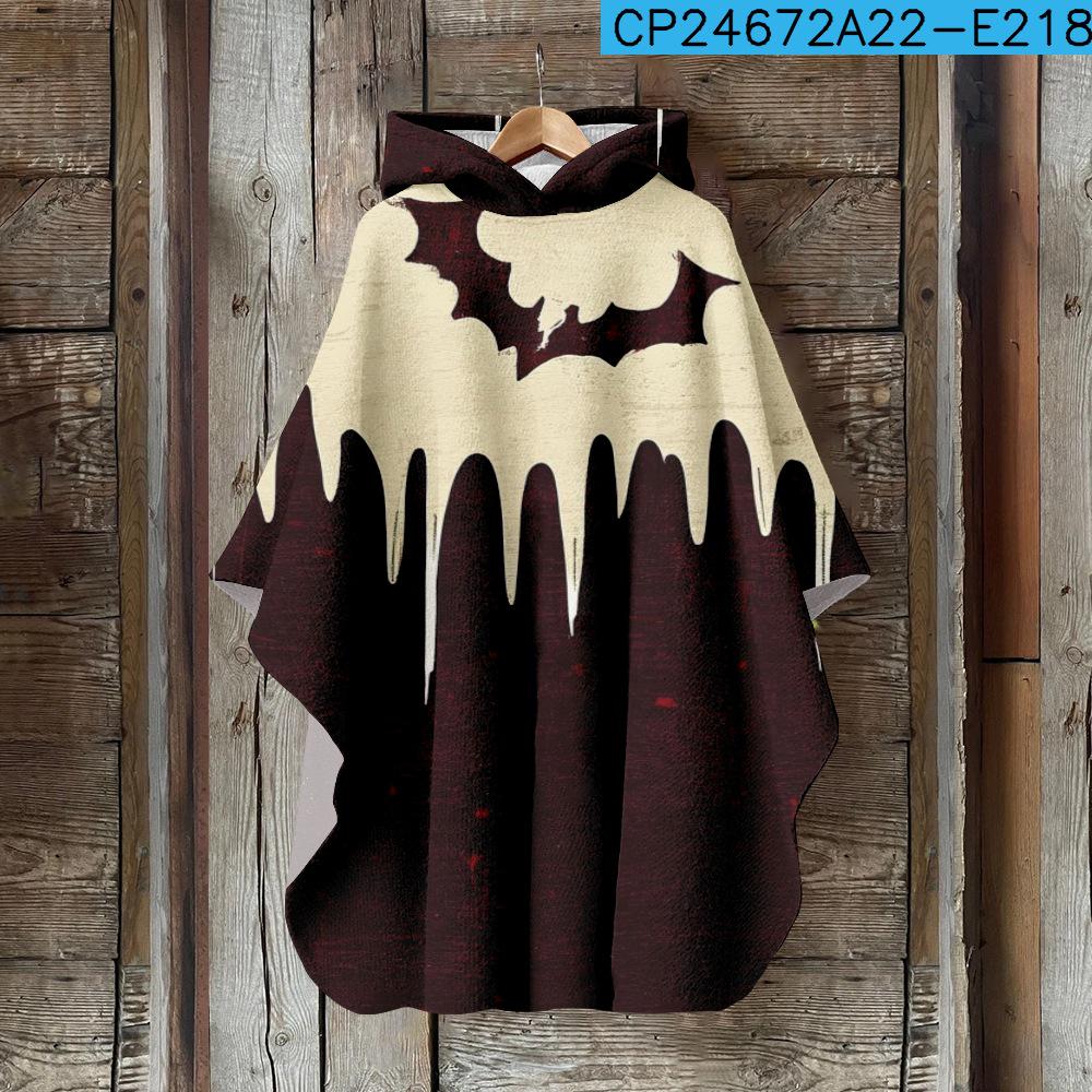 Digital Print Women's Hooded Cloak for Halloween and Christmas