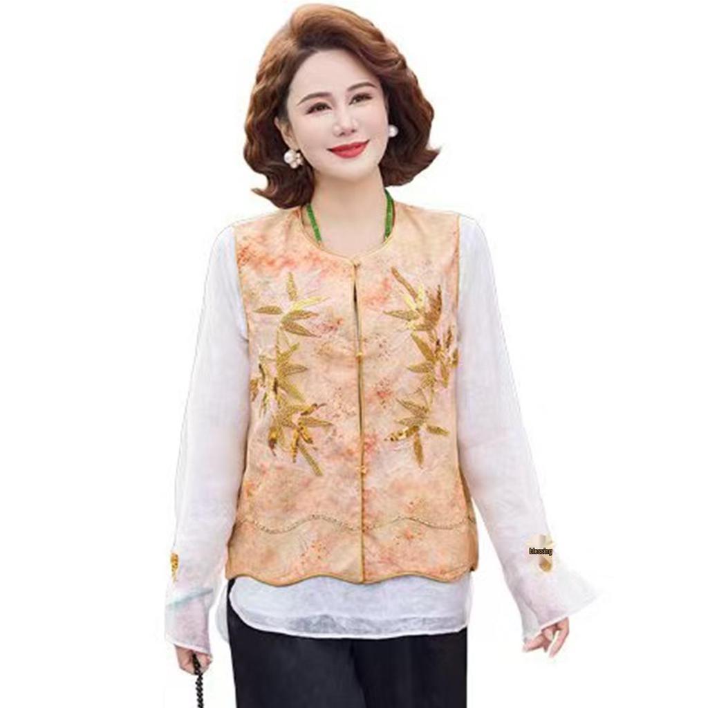 Elegant Floral Embroidery Vest for Women